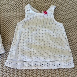 3T toddler girls Lilly Pulitzer white eyelet top short tank